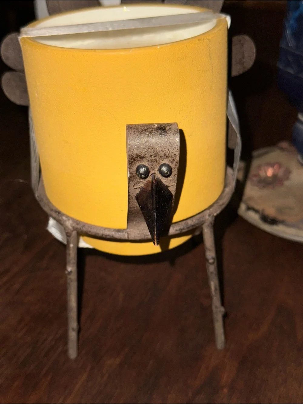 Metal Turkey Bird Candle Holder with Rustic Metal Legs